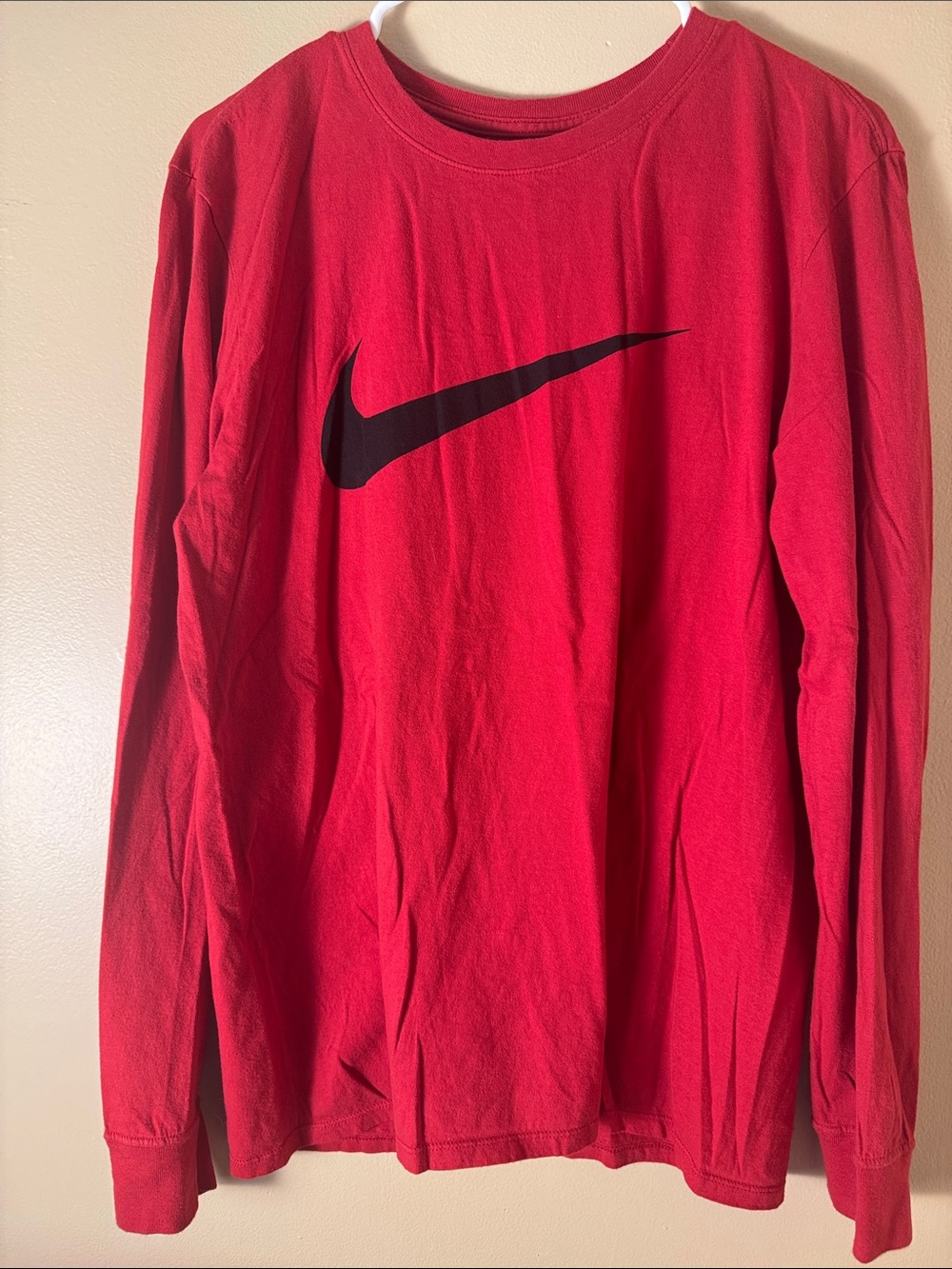 Nike Red Long-Sleeve Crewneck with Black Swoosh